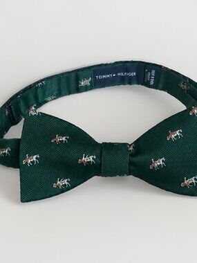 Tommy Hilfiger Mens Green Dog Print To Tie Bow Tie